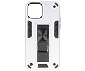 Stand Shockproof Telefoonhoesje - Magnetic Stand Hard Case - Grip Stand Back Cover - Backcover Hoesje voor iPhone 12 Mini - Zilver