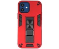BAOHU Hoesje met Magnetic Stand Hard Case Geschikt voor de iPhone 12 Mini - Stand Shockproof Telefoonhoesje - Grip Stand Back Cover - Rood