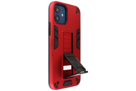 BAOHU Hoesje met Magnetic Stand Hard Case Geschikt voor de iPhone 12 Mini - Stand Shockproof Telefoonhoesje - Grip Stand Back Cover - Rood