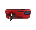 Stand Shockproof Telefoonhoesje - Magnetic Stand Hard Case - Grip Stand Back Cover - Backcover Hoesje voor iPhone 12 Mini - Rood