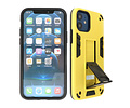 Stand Shockproof Telefoonhoesje - Magnetic Stand Hard Case - Grip Stand Back Cover - Backcover Hoesje voor iPhone 12 Mini - Geel