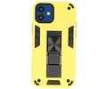 Stand Shockproof Telefoonhoesje - Magnetic Stand Hard Case - Grip Stand Back Cover - Backcover Hoesje voor iPhone 12 Mini - Geel