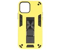 Stand Shockproof Telefoonhoesje - Magnetic Stand Hard Case - Grip Stand Back Cover - Backcover Hoesje voor iPhone 12 Mini - Geel