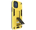 Stand Shockproof Telefoonhoesje - Magnetic Stand Hard Case - Grip Stand Back Cover - Backcover Hoesje voor iPhone 12 Mini - Geel