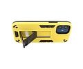 Stand Shockproof Telefoonhoesje - Magnetic Stand Hard Case - Grip Stand Back Cover - Backcover Hoesje voor iPhone 12 Mini - Geel