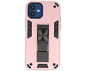 Stand Shockproof Telefoonhoesje - Magnetic Stand Hard Case - Grip Stand Back Cover - Backcover Hoesje voor iPhone 12 Mini - Roze