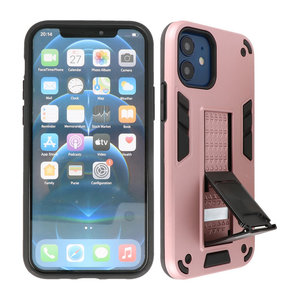 BAOHU Hoesje met Magnetic Stand Hard Case Geschikt voor de iPhone 12 Mini - Stand Shockproof Telefoonhoesje - Grip Stand Back Cover - Roze