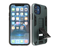 Stand Shockproof Telefoonhoesje - Magnetic Stand Hard Case - Grip Stand Back Cover - Backcover Hoesje voor iPhone 12 Mini - Donker Groen