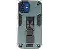 Stand Shockproof Telefoonhoesje - Magnetic Stand Hard Case - Grip Stand Back Cover - Backcover Hoesje voor iPhone 12 Mini - Donker Groen