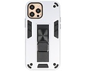 BAOHU Hoesje met Magnetic Stand Hard Case Geschikt voor de iPhone 12 - iPhone 12 Pro - Stand Shockproof Telefoonhoesje - Grip Stand Back Cover - Zilver