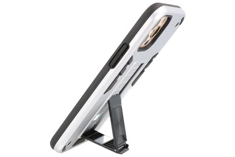 BAOHU Hoesje met Magnetic Stand Hard Case Geschikt voor de iPhone 12 - iPhone 12 Pro - Stand Shockproof Telefoonhoesje - Grip Stand Back Cover - Zilver