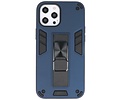 Stand Shockproof Telefoonhoesje - Magnetic Stand Hard Case - Grip Stand Back Cover - Backcover Hoesje voor iPhone 12 - iPhone 12 Pro - Navy