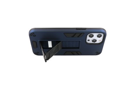BAOHU Hoesje met Magnetic Stand Hard Case Geschikt voor de iPhone 12 - iPhone 12 Pro - Stand Shockproof Telefoonhoesje - Grip Stand Back Cover - Navy