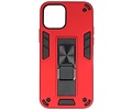 BAOHU Hoesje met Magnetic Stand Hard Case Geschikt voor de iPhone 12 - iPhone 12 Pro - Stand Shockproof Telefoonhoesje - Grip Stand Back Cover - Rood