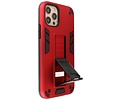 Stand Shockproof Telefoonhoesje - Magnetic Stand Hard Case - Grip Stand Back Cover - Backcover Hoesje voor iPhone 12 - iPhone 12 Pro - Rood