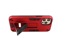 Stand Shockproof Telefoonhoesje - Magnetic Stand Hard Case - Grip Stand Back Cover - Backcover Hoesje voor iPhone 12 - iPhone 12 Pro - Rood