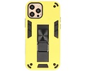 Stand Shockproof Telefoonhoesje - Magnetic Stand Hard Case - Grip Stand Back Cover - Backcover Hoesje voor iPhone 12 - iPhone 12 Pro - Geel