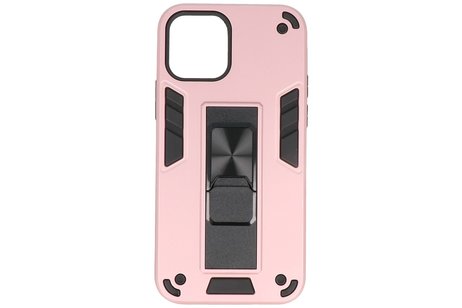 BAOHU Hoesje met Magnetic Stand Hard Case Geschikt voor de iPhone 12 - iPhone 12 Pro - Stand Shockproof Telefoonhoesje - Grip Stand Back Cover - Roze
