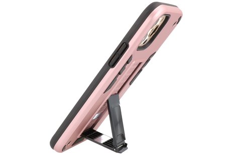 BAOHU Hoesje met Magnetic Stand Hard Case Geschikt voor de iPhone 12 - iPhone 12 Pro - Stand Shockproof Telefoonhoesje - Grip Stand Back Cover - Roze