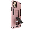 Stand Shockproof Telefoonhoesje - Magnetic Stand Hard Case - Grip Stand Back Cover - Backcover Hoesje voor iPhone 12 - iPhone 12 Pro - Roze