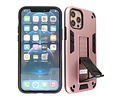 Stand Shockproof Telefoonhoesje - Magnetic Stand Hard Case - Grip Stand Back Cover - Backcover Hoesje voor iPhone 12 - iPhone 12 Pro - Roze