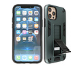 Stand Shockproof Telefoonhoesje - Magnetic Stand Hard Case - Grip Stand Back Cover - Backcover Hoesje voor iPhone 12 - iPhone 12 Pro - Donker Groen