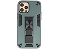 Stand Shockproof Telefoonhoesje - Magnetic Stand Hard Case - Grip Stand Back Cover - Backcover Hoesje voor iPhone 12 - iPhone 12 Pro - Donker Groen