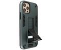 Stand Shockproof Telefoonhoesje - Magnetic Stand Hard Case - Grip Stand Back Cover - Backcover Hoesje voor iPhone 12 - iPhone 12 Pro - Donker Groen