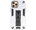 Stand Shockproof Telefoonhoesje - Magnetic Stand Hard Case - Grip Stand Back Cover - Backcover Hoesje voor - iPhone 12 Pro Max - Zilver