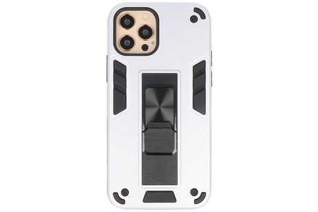 BAOHU Hoesje met Magnetic Stand Hard Case Geschikt voor de iPhone 12 Pro Max - Stand Shockproof Telefoonhoesje - Grip Stand Back Cover - Zilver