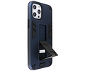 Stand Shockproof Telefoonhoesje - Magnetic Stand Hard Case - Grip Stand Back Cover - Backcover Hoesje voor - iPhone 12 Pro Max - Navy