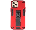 BAOHU Hoesje met Magnetic Stand Hard Case Geschikt voor de iPhone 12 Pro Max - Stand Shockproof Telefoonhoesje - Grip Stand Back Cover - Rood