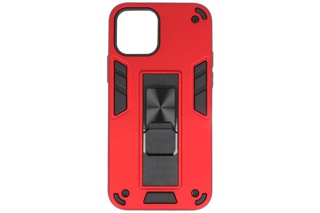 Stand Shockproof Telefoonhoesje - Magnetic Stand Hard Case - Grip Stand Back Cover - Backcover Hoesje voor - iPhone 12 Pro Max - Rood