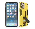 Stand Shockproof Telefoonhoesje - Magnetic Stand Hard Case - Grip Stand Back Cover - Backcover Hoesje voor - iPhone 12 Pro Max - Geel