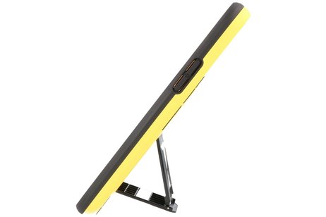 BAOHU Hoesje met Magnetic Stand Hard Case Geschikt voor de iPhone 12 Pro Max - Stand Shockproof Telefoonhoesje - Grip Stand Back Cover - Geel
