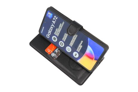 KAIYUE - Luxe Portemonnee Hoesje - Pasjeshouder Telefoonhoesje - Wallet Case - Geschikt voor Samsung Galaxy A72 5G - Zwart