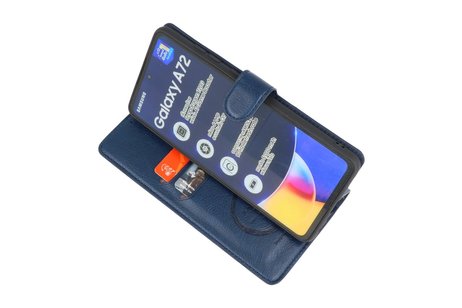 KAIYUE - Luxe Portemonnee Hoesje - Pasjeshouder Telefoonhoesje - Wallet Case - Geschikt voor Samsung Galaxy A72 5G - Navy