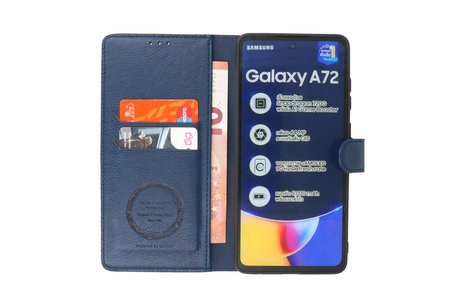 KAIYUE - Luxe Portemonnee Hoesje - Pasjeshouder Telefoonhoesje - Wallet Case - Geschikt voor Samsung Galaxy A72 5G - Navy