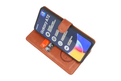 KAIYUE - Luxe Portemonnee Hoesje - Pasjeshouder Telefoonhoesje - Wallet Case - Geschikt voor Samsung Galaxy A72 5G - Bruin