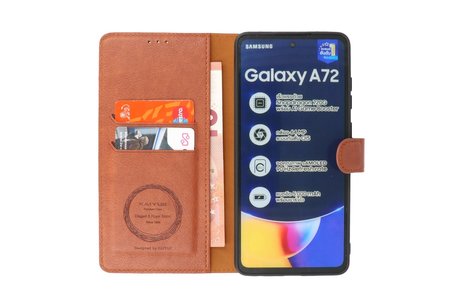 BAOHU KAIYUE - Luxe Portemonnee Hoesje - Pasjeshouder Telefoonhoesje - Wallet Case - Geschikt voor Samsung Galaxy A72 5G - Bruin