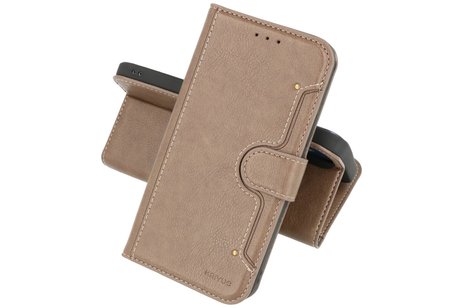 BAOHU KAIYUE - Luxe Portemonnee Hoesje - Pasjeshouder Telefoonhoesje - Wallet Case - Geschikt voor Samsung Galaxy A72 5G - Grijs