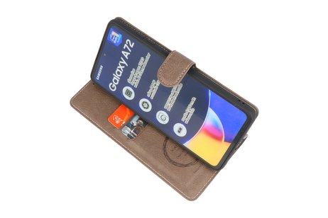 KAIYUE - Luxe Portemonnee Hoesje - Pasjeshouder Telefoonhoesje - Wallet Case - Geschikt voor Samsung Galaxy A72 5G - Grijs