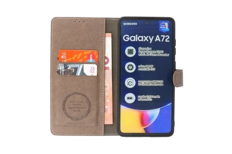 BAOHU KAIYUE - Luxe Portemonnee Hoesje - Pasjeshouder Telefoonhoesje - Wallet Case - Geschikt voor Samsung Galaxy A72 5G - Grijs