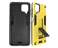 BAOHU Hoesje met Magnetic Stand Hard Case Geschikt voor de Samsung Galaxy A12 - Stand Shockproof Telefoonhoesje - Grip Stand Back Cover - Geel