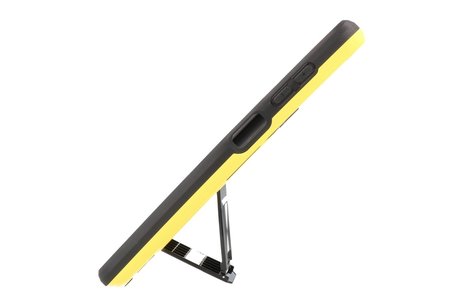 BAOHU Hoesje met Magnetic Stand Hard Case Geschikt voor de Samsung Galaxy A12 - Stand Shockproof Telefoonhoesje - Grip Stand Back Cover - Geel