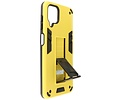 BAOHU Hoesje met Magnetic Stand Hard Case Geschikt voor de Samsung Galaxy A12 - Stand Shockproof Telefoonhoesje - Grip Stand Back Cover - Geel