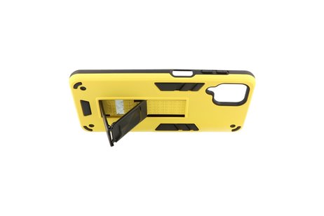 BAOHU Hoesje met Magnetic Stand Hard Case Geschikt voor de Samsung Galaxy A12 - Stand Shockproof Telefoonhoesje - Grip Stand Back Cover - Geel