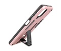 Stand Shockproof Telefoonhoesje - Magnetic Stand Hard Case - Grip Stand Back Cover - Backcover Hoesje voor Samsung Galaxy A12 - Roze