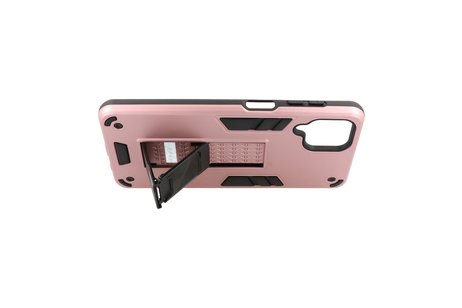 BAOHU Hoesje met Magnetic Stand Hard Case Geschikt voor de Samsung Galaxy A12 - Stand Shockproof Telefoonhoesje - Grip Stand Back Cover - Roze