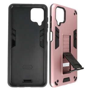 BAOHU Hoesje met Magnetic Stand Hard Case Geschikt voor de Samsung Galaxy A12 - Stand Shockproof Telefoonhoesje - Grip Stand Back Cover - Roze